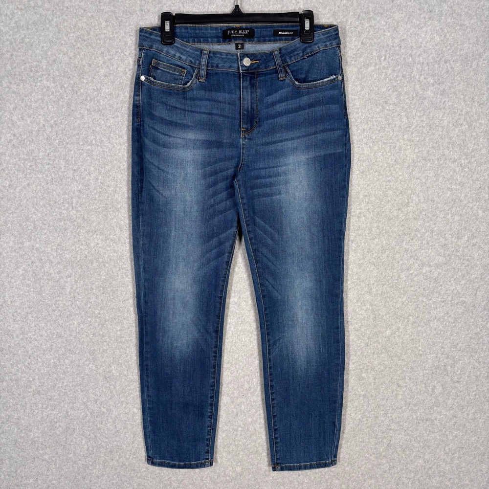Judy Blue Abbeyβ Relaxed Fit Jeans Size 31 Vintage Wash Ankle Stretch JB82103